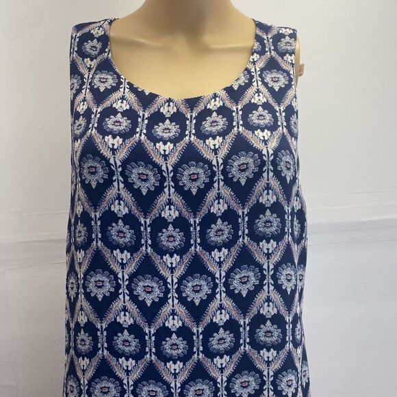 Pink Republic Women’s Sleeveless Navy Print Mini Dress Size Large Pre Owned - Picture 4 of 15